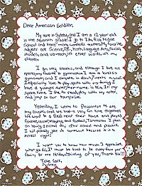 Seventh graders letter to an American Soldier