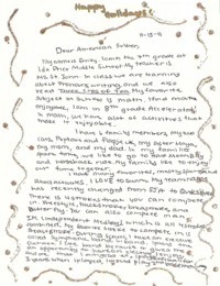 Seventh Grader letter to an Amerian Soldier