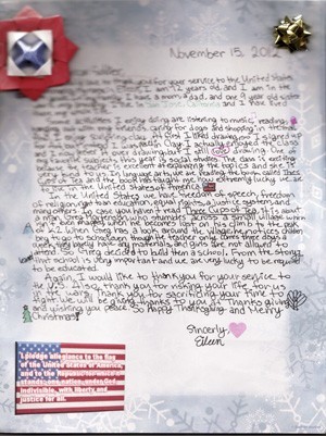 Letters to American soldiers from Ida Price Middle School