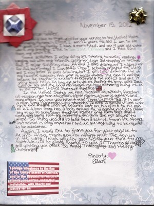 Letters to American soldiers from Ida Price Middle School