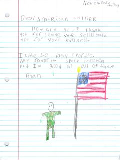 Thank you to American Soldiers art from Lyon Elementary School Republic MO