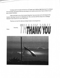 Thank you letter to an American Soldier