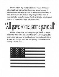 Thank you letter to an American Soldier