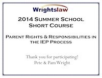Wrightslaw Summer School 2014 Certificate