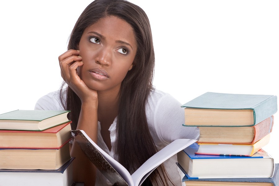 senior girl studying in class