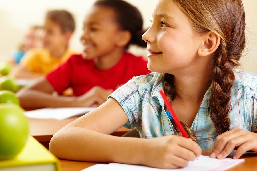 happy kids in class