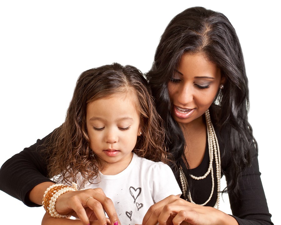 Mother and daughter reading together