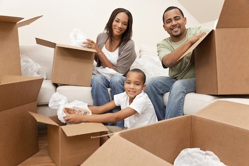 family moving boxes