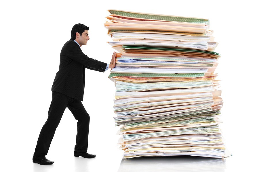 large stack of documents