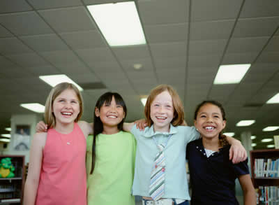 friends arm in arm at school