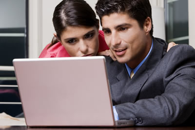 anxious woman reading files