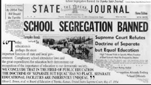 Topeka State Journal Headline: School Segregation Banned