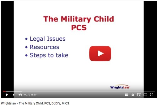 The military child youtube video image from Wrightslaw