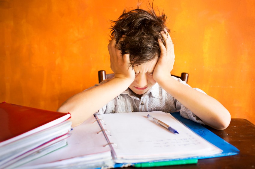 Frustrated boy at school