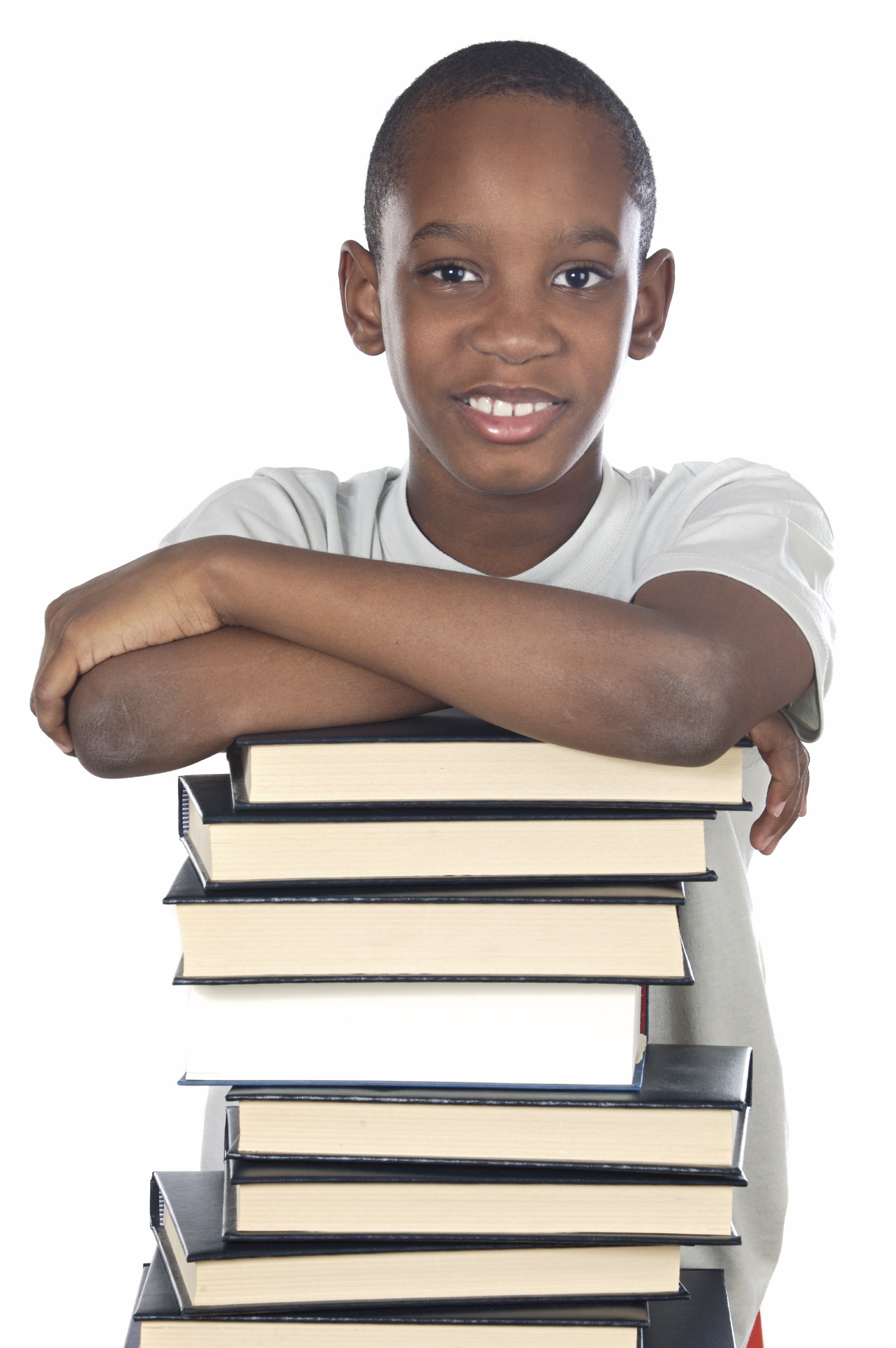 happy boy with books