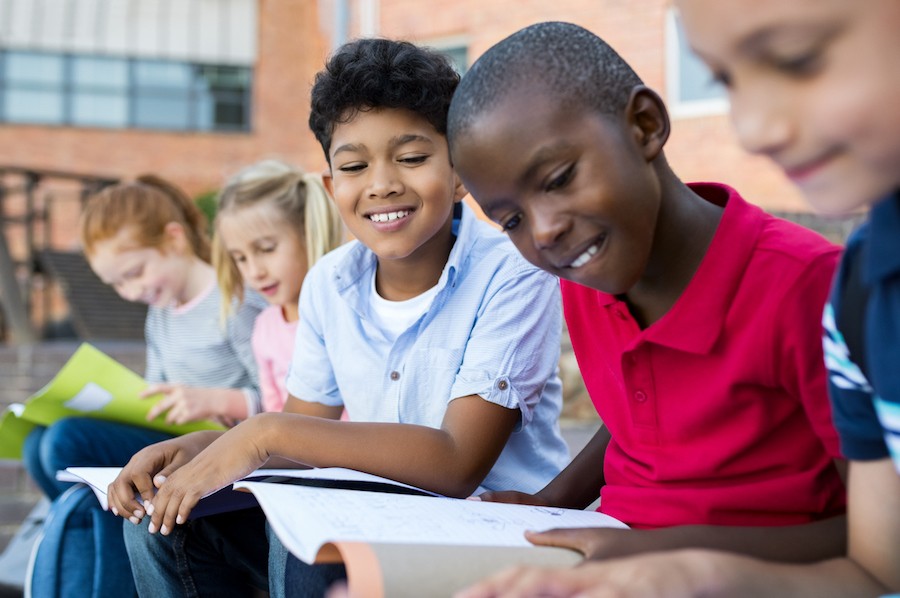 image of boy students together at school