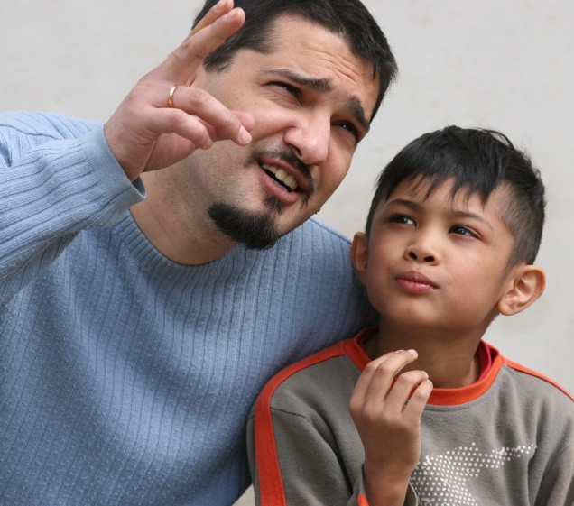 dad and son talking