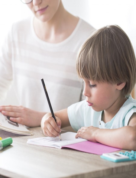 image of young girl student with evaluator