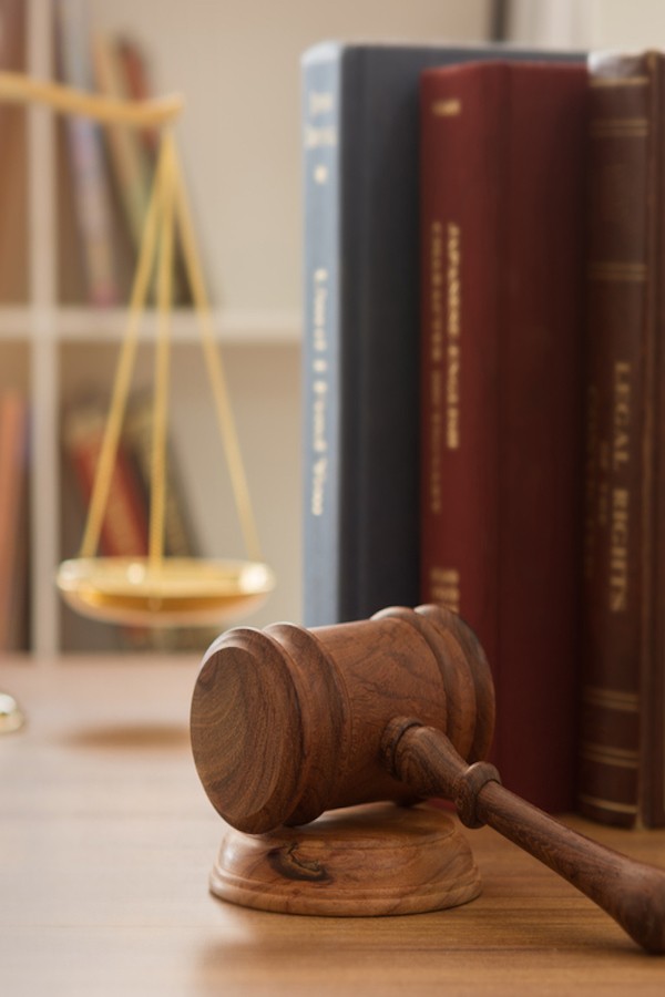 image of gavel, scales of justice and law books