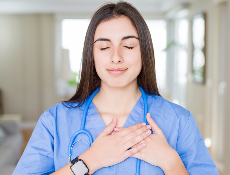 nurse looking relieved