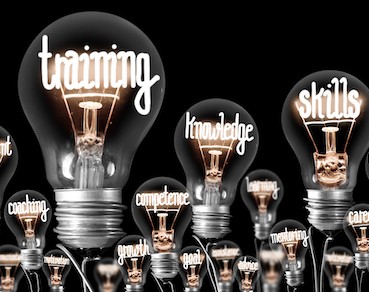 light bulbs for training, knowledge, skils