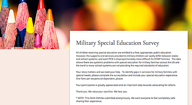 image of military special education survey