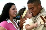 soldier and family