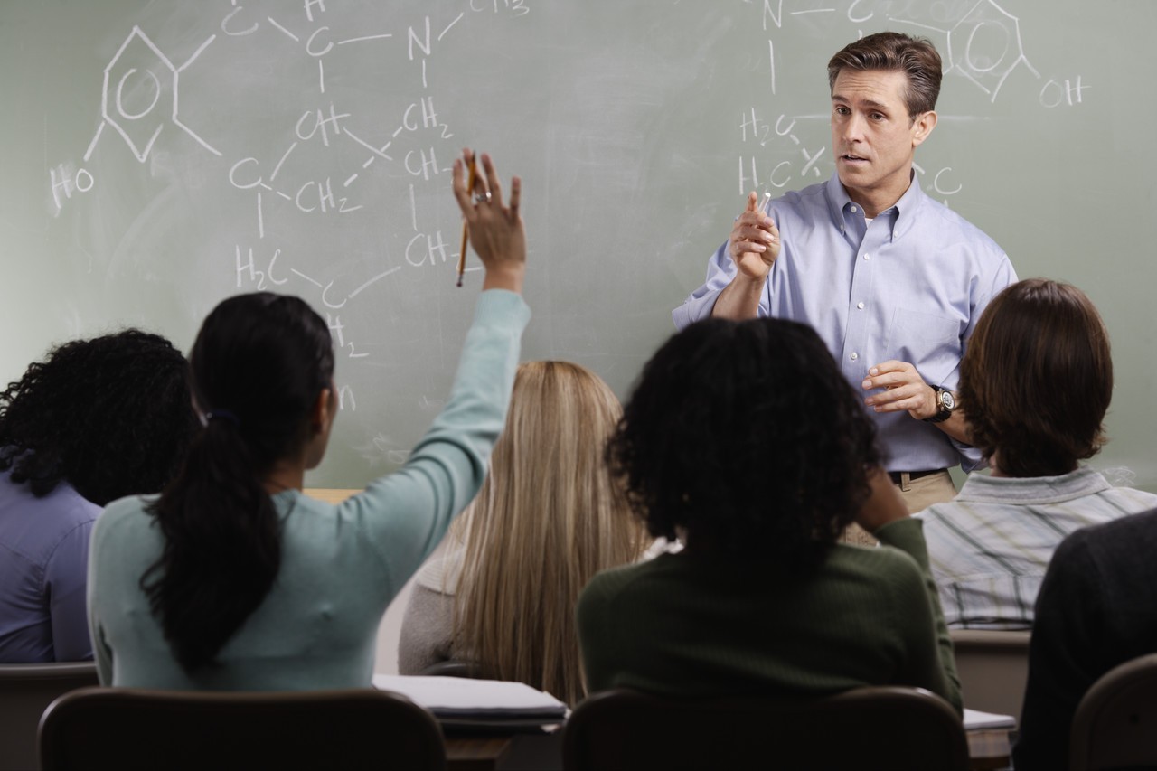 students in math class with teacher