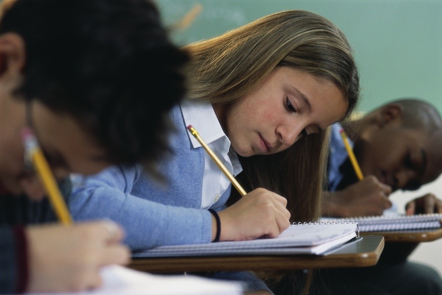 girl in school class