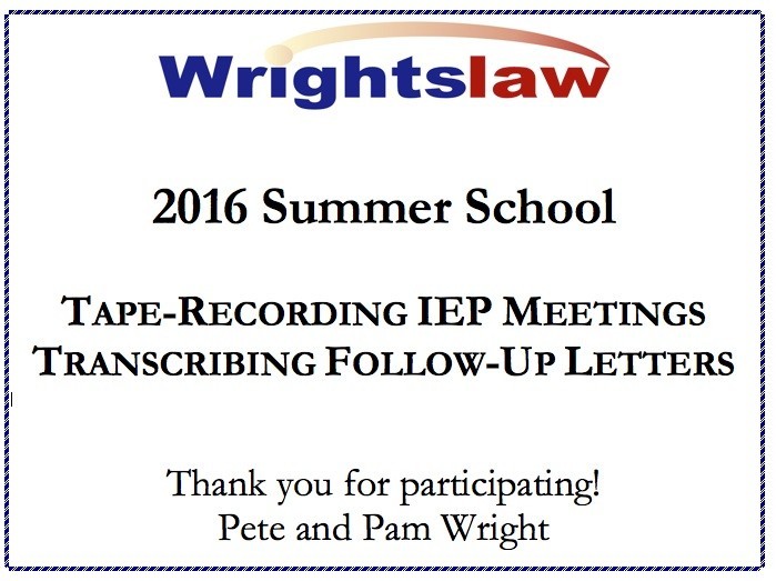 Wrightslaw 2016 Summer School Certificate